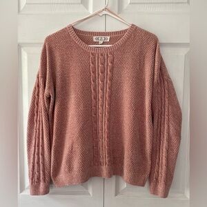 Pink Rose Super Soft Pink Cable Knit Sweater Size M